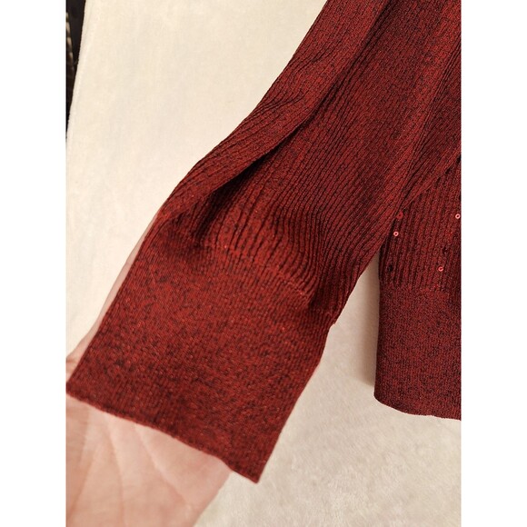 Alfani Women's Plus 2X Red Long Sleeve Sweater Sequin Embellished Holiday Knit - Picture 4 of 10